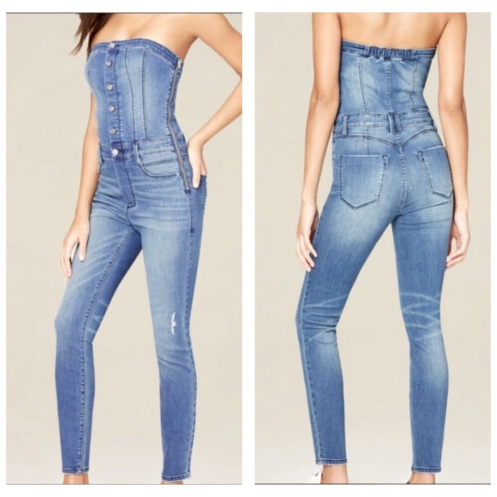 🔥Bebe Strapless Jean Jumpsuit 🔥 sz 27